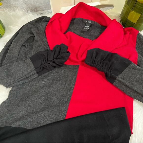 NEW Alfani Colorblock Cowl Neck Ruched Oversized Layering Sweater Top M NWOT - Picture 12 of 13